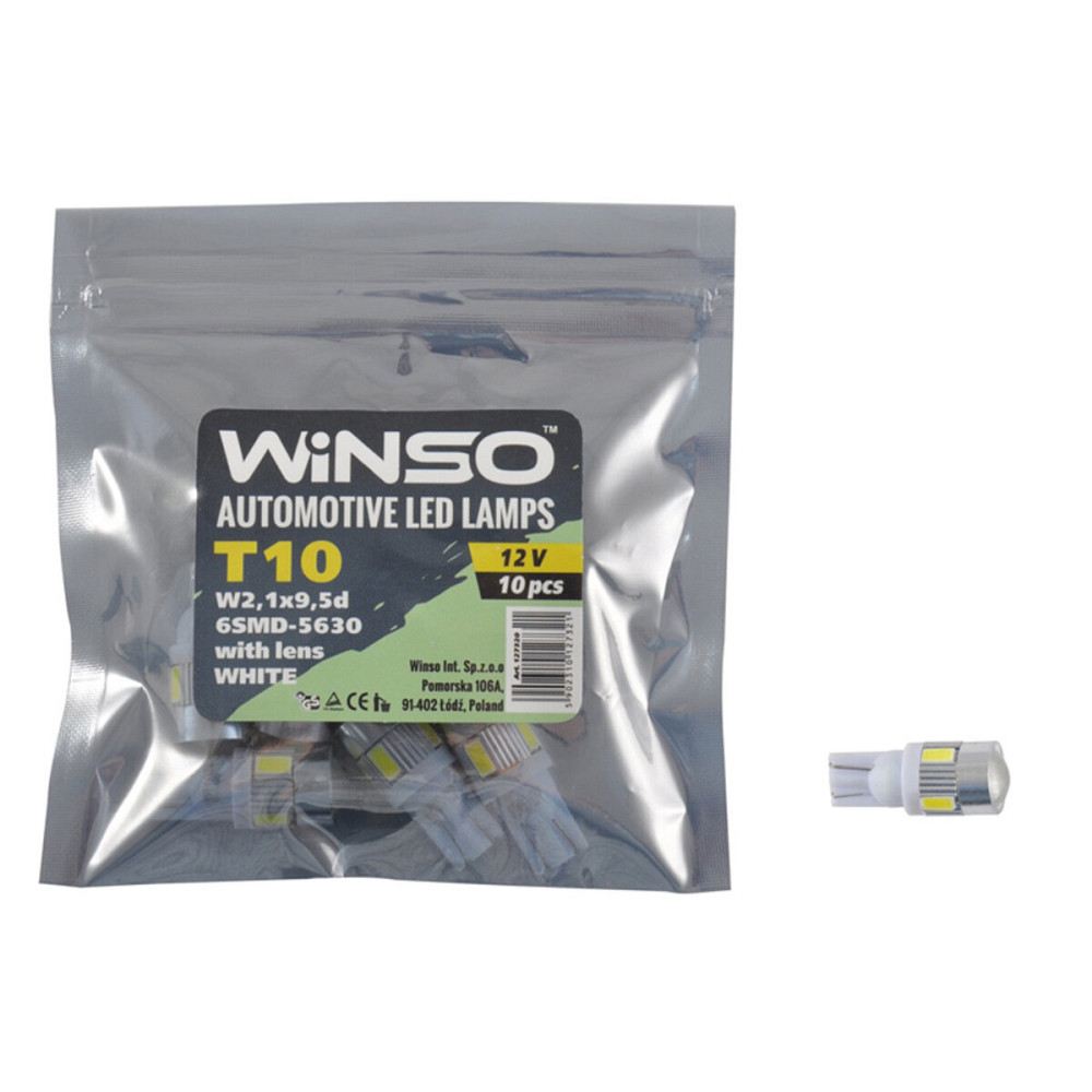 LED автолампа Winso 12V SMD T10 W2.1x9.5d, 10шт Киев - изображение 1