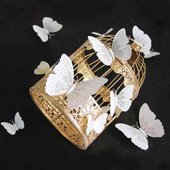 Набір декоративних метеликів з блискітками 12 штук біло-сріблястий Київ