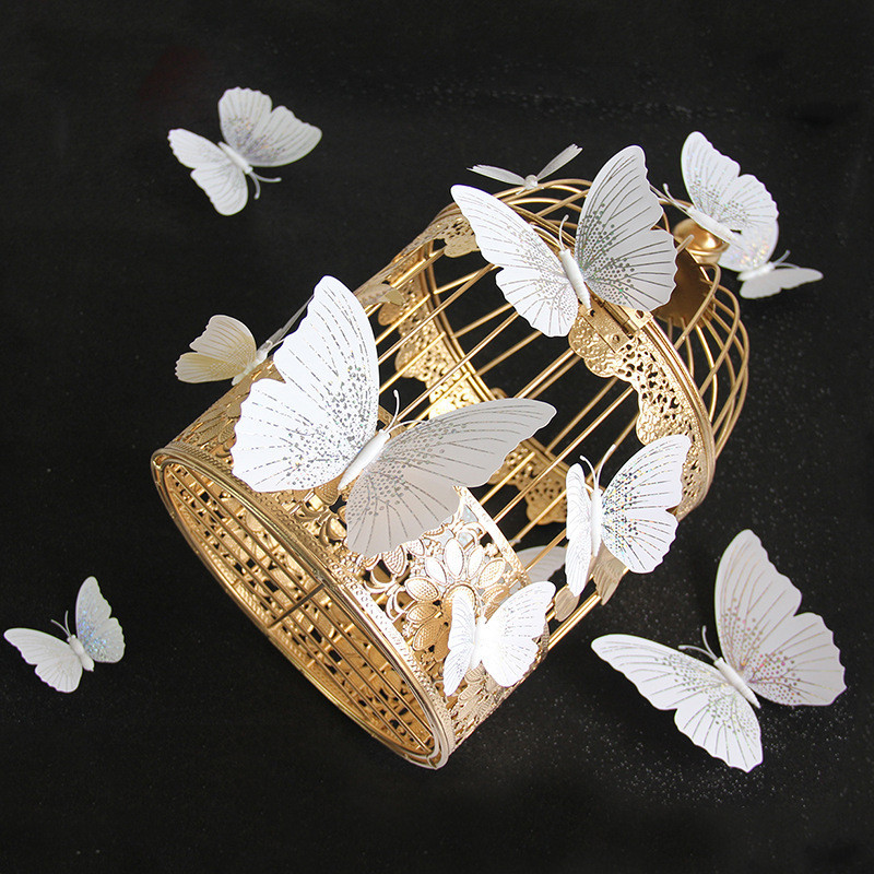 Набор декоративных бабочек с блестками 12 штук бело-серебристый Киев - изображение 1