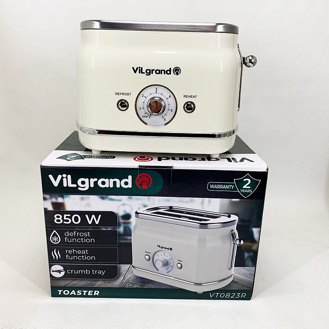 Електричний побутовий тостер на 2 тости ViLgrand VT0823R 850 Вт, Електро тостер Маленький PT-59 Київ - фото 9