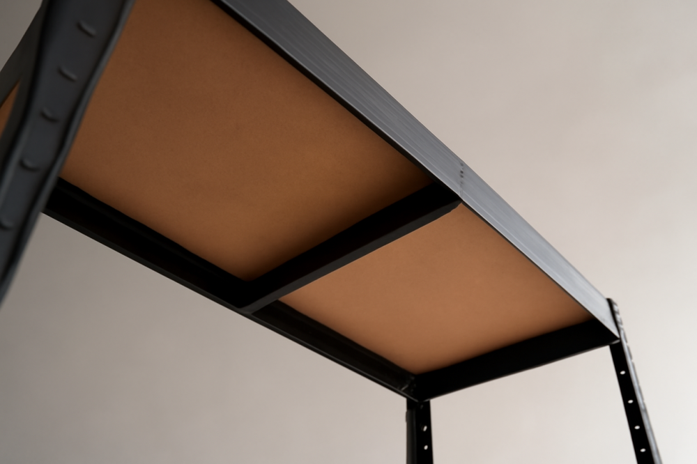 Чорний металевий стелаж з 5 регульованими полицями | 875 кг загального навантаження | 180х90х40 см | Міцний каркас, МДФ полиці, ст Львів - фото 8