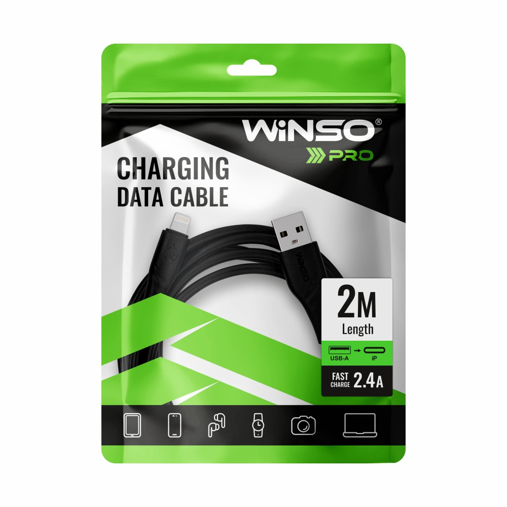 Кабель Winso Pro USB to Lightning PVC 2м чорний Львів - фото 4