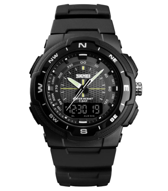Чоловічий спортивний годинник Skmei 1454 Чорний з чорним Київ - фото 2
