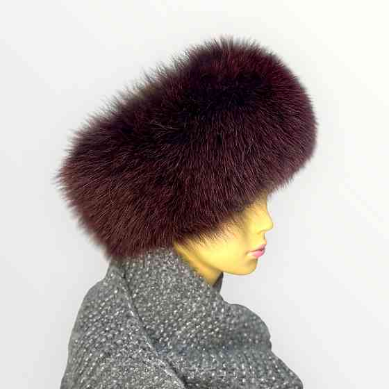 Хутряна пов'язка на голову жіноча з песця Бордовий Харків