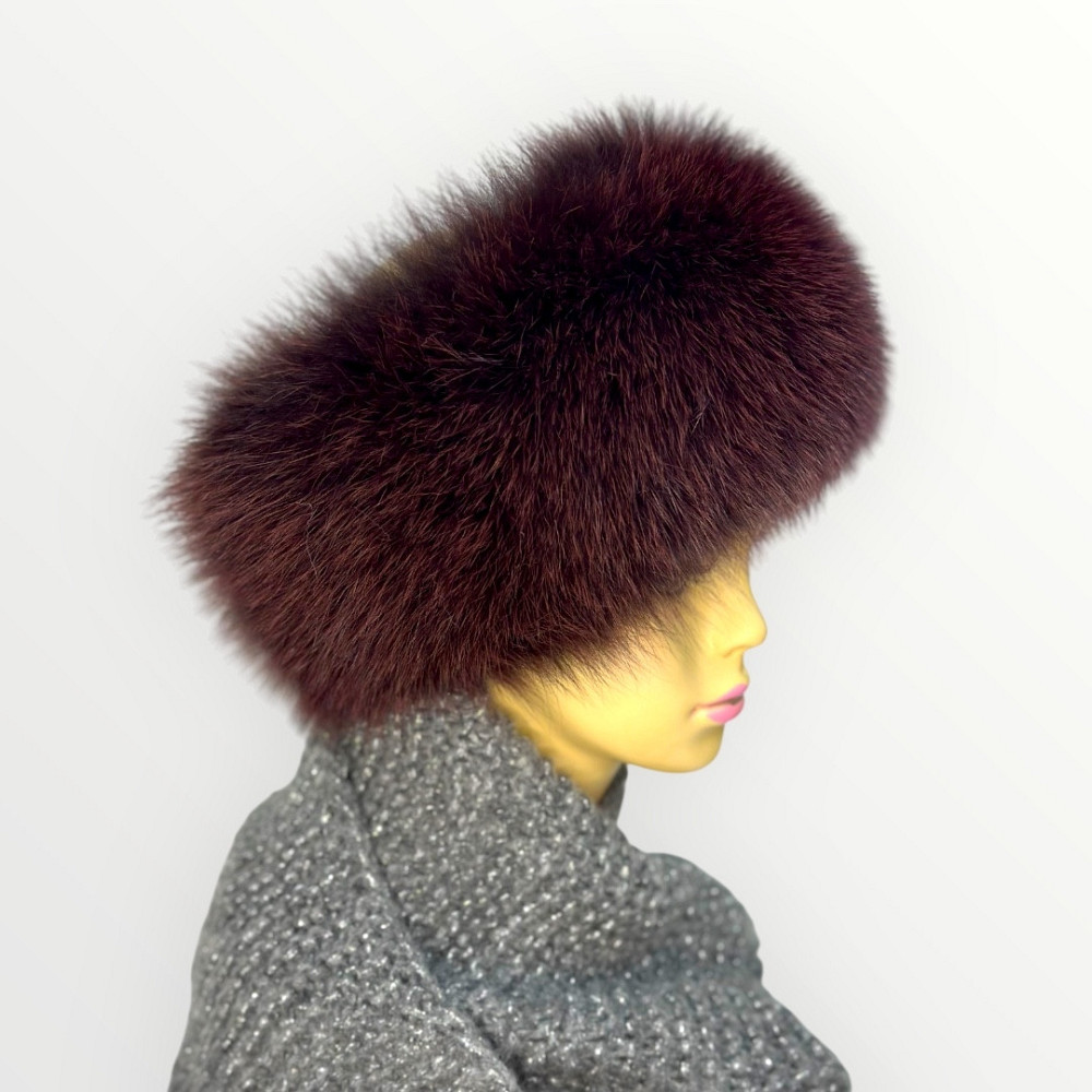 Хутряна пов'язка на голову жіноча з песця Бордовий Харків - фото 2