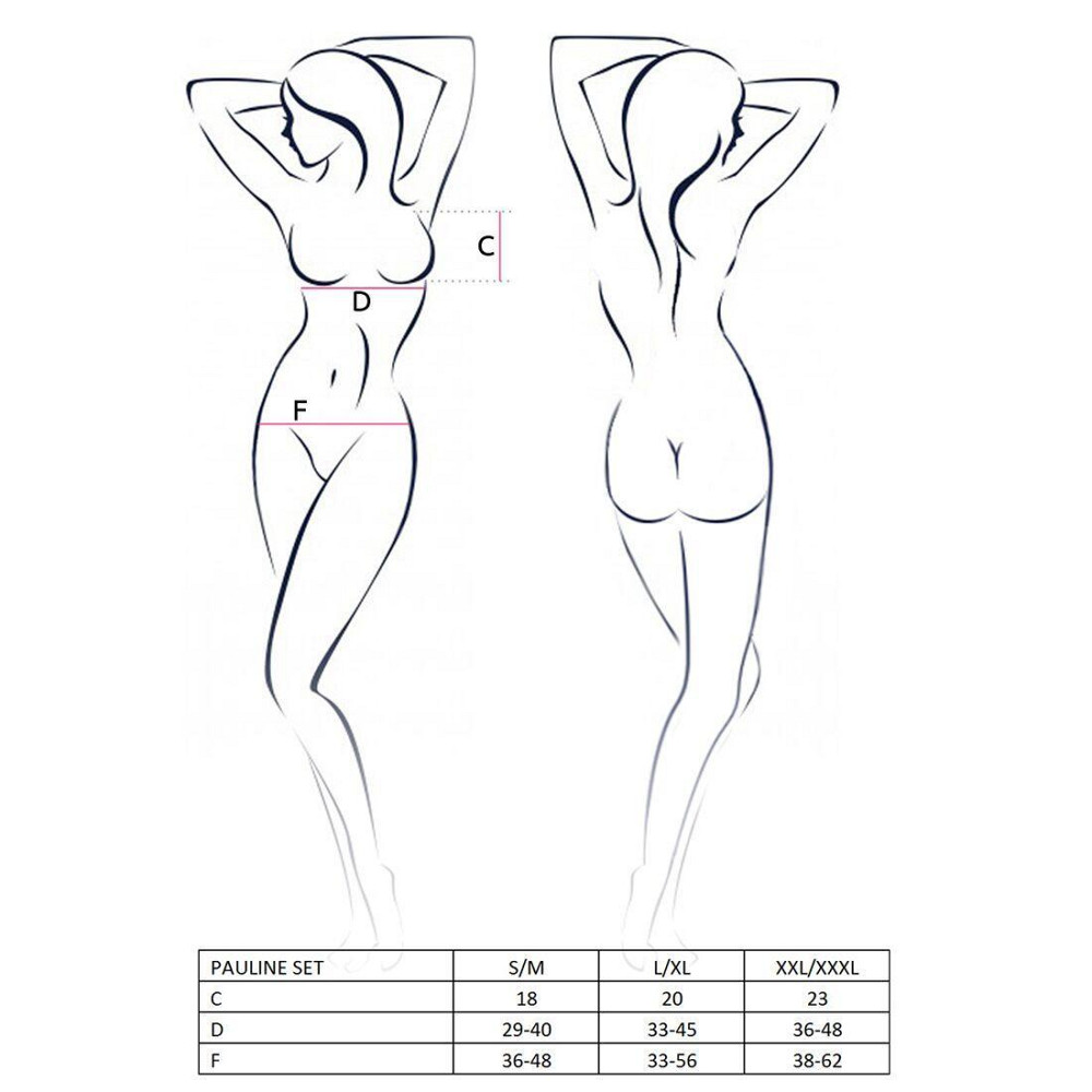 Комплект білизни Passion PAULINE SET L/XL, black, стрепи, ліф, стрінги і пояс для панчох Sex Aura Київ - фото 7