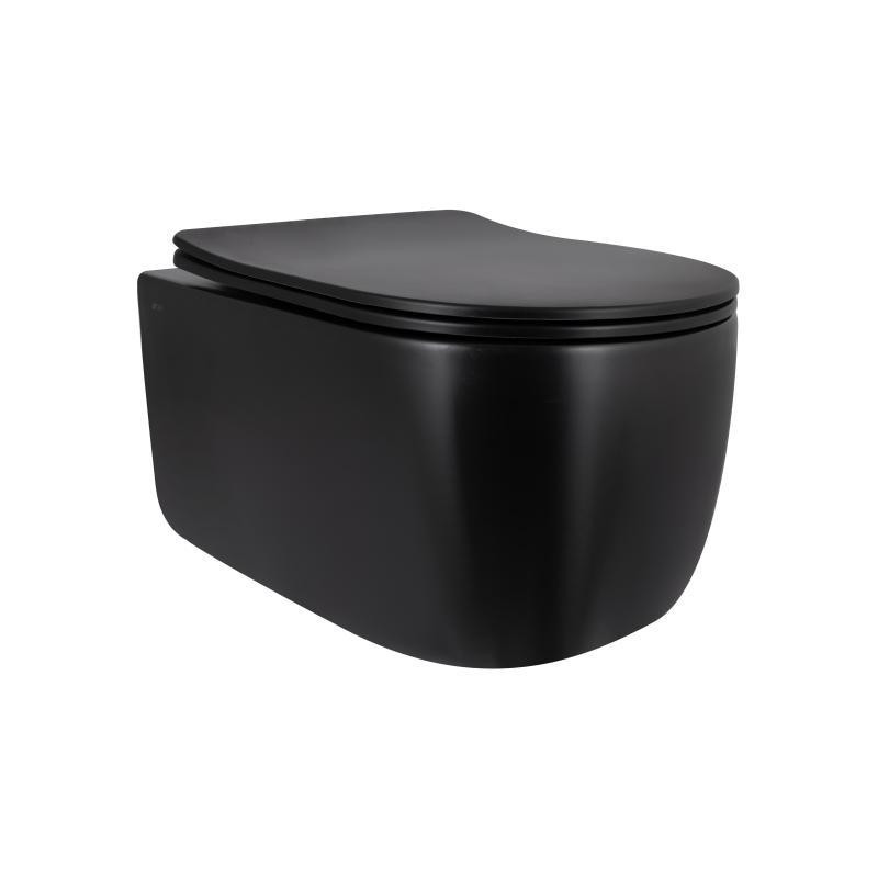 Унитаз подвесной Qtap Taurus Ultra Quiet 515×360×350 мм, Matt Black, с сиденьем Slim Duroplast / Soft-close / Quick Release Киев - изображение 1
