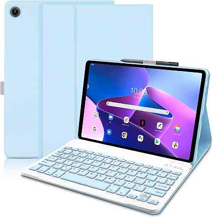 Чохол з Bluetooth-клавіатурою для Lenovo Tab M10 Plus 3-го покоління 10.6”, блакитний з тримачем для стилуса, QWERTY розкладка Київ
