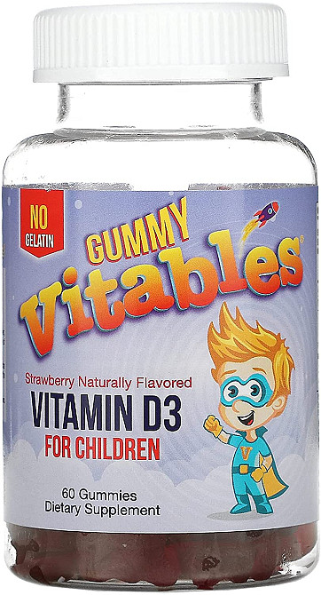 Вітамін D3 для дітей Vitables Vitamin D3 for Children 60 Vegetarian Gummies (Strawberry) Луцьк - фото 1