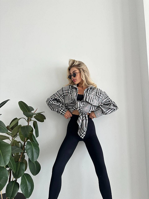 Жіноча тепла оверсайз сорочка у клітинку фланель Одеса - фото 3