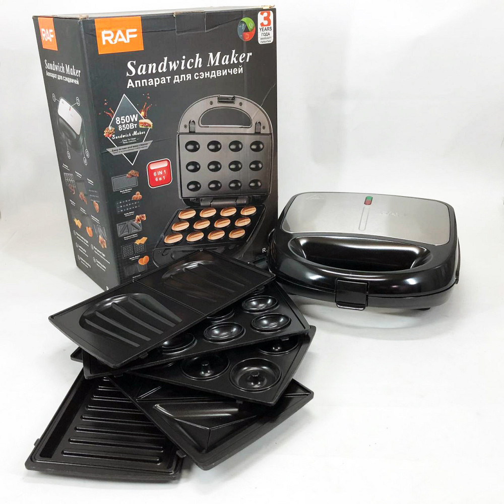 Бутербродниця електрогриль RAF R.541 6 в 1 850 Вт, Домашня бутербродниця, Гриль контактний побутовий AD-55 Івано-Франківськ - фото 10