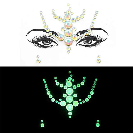 Стрази наклейки на обличчя фосфорні one size різнобарвний Київ