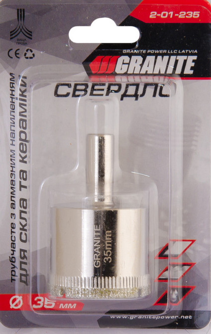GRANITE Свердло для скла та кераміки GRANITE трубчасте з алмазним напиленням 35 мм 2-01-235 Київ - фото 2