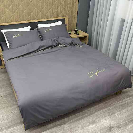 Комплект постільної білизни Сатин, Двоспальний 180х220 Сірий (88-157) Київ