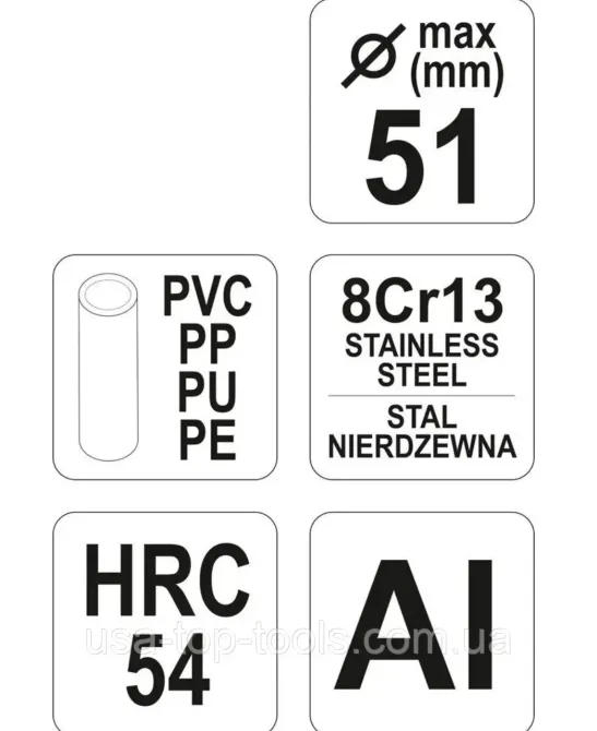 Труборіз-ножиці "YaTo" для різки труб ПВХ 51 мм Київ - фото 5