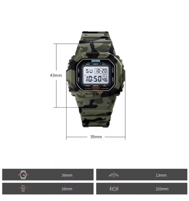 Детские наручные часы Skmei 1608 (Зеленый камуфляж) Винница - изображение 8