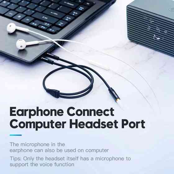 Перехідник Audio Jack TRRS F -> 2xM (мікрофон + навушники) чорний Vention Вінниця