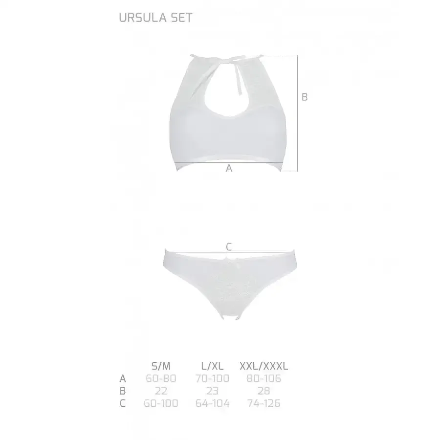 Комплект із бра, трусиків з ажурним декором та відкритим кроком Passion URSULA SET XXL/XXXL, white Львів - фото 5