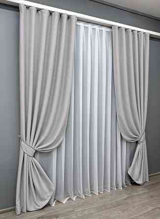 Комплект готовых штор VR-Textil Блэкаут двусторонний Eclipsе № 1791ш Светло-серый 150х270 см 2 шт (33-0768) Киев