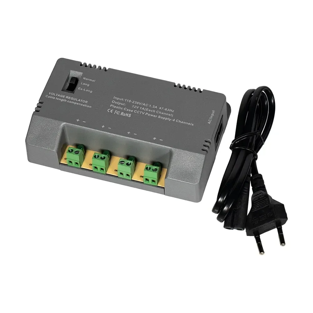 Блок живлення Kraft KRF-1204B (4CH) 60W, 4 канали навантаження, 12V/1A на 1 канал, з регулятором напруги для компенсації довжини Київ - фото 10