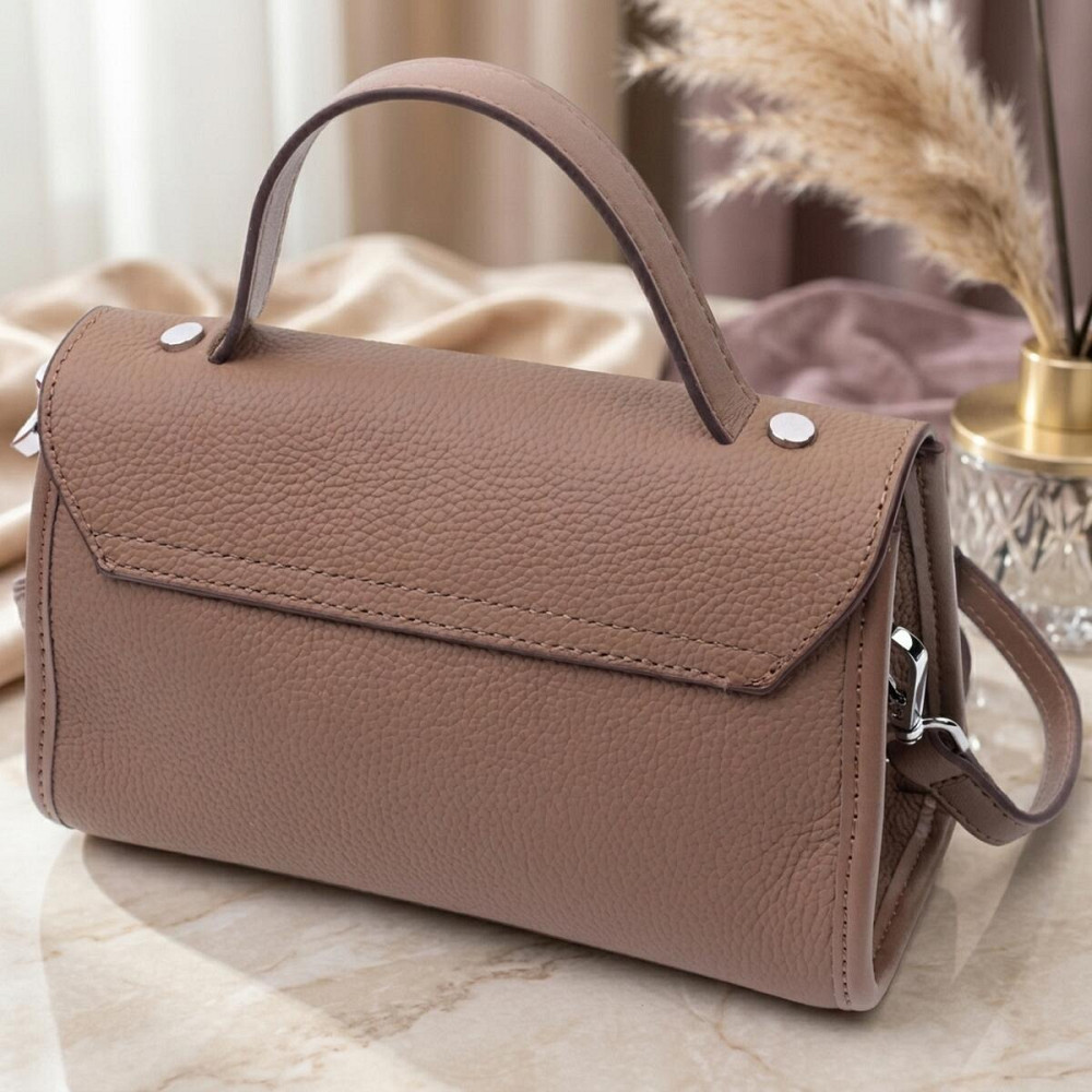 Жіноча сумка з геометричним клапаном з натуральної шкіри Vintage 22630 Коричнева Київ - фото 14