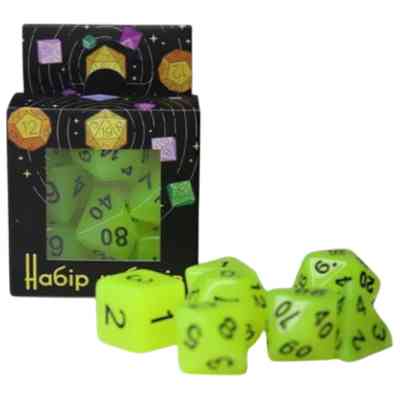 Набор кубиков для настольных игр Games 7 Days Glow in the dark 7 Dice Set - Yellow (g7dglow01) Винница