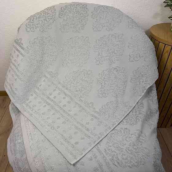 Простирадло-покривало жаккардове махрове 100% Бавовна GM TEXTILE 150x200см 400г/м2 (Світло-сірий з б Суми