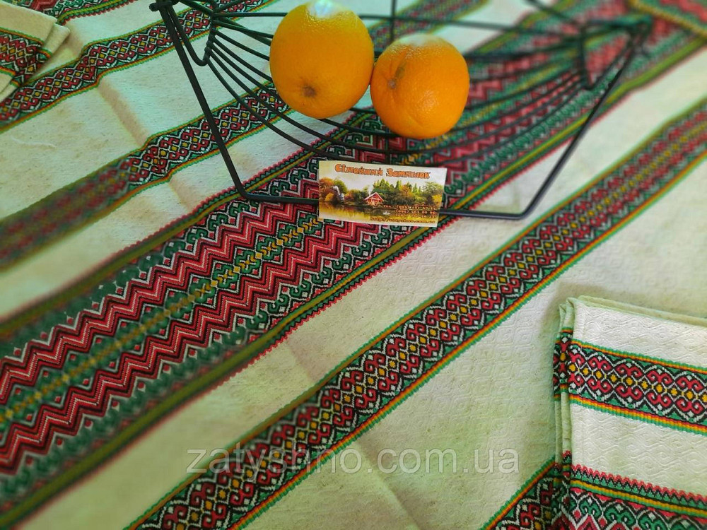 Скатерть с салфетками вышитая красная Киев - изображение 1