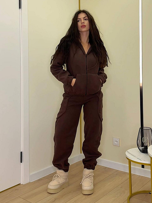 Женский теплый костюм двойка: худи и штаны двусторонний полар флис Одесса - изображение 1