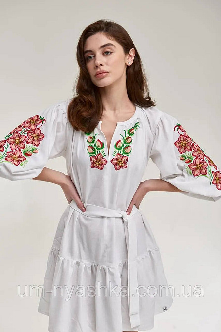 Біле вишите плаття Квітковий сад біла Кривий Ріг - фото 1