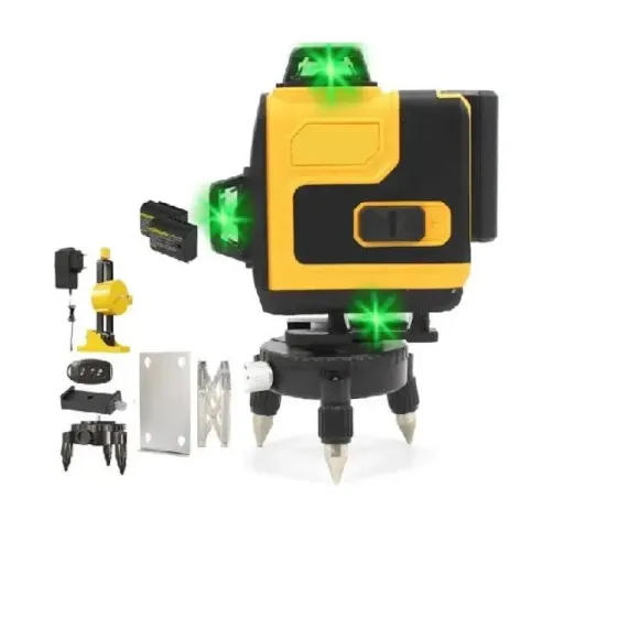 Аккумуляторный лазерный нивелир 4D, 16-линейный зеленый уровень LUX с большим Led экраном, Tape-C зарядка (3.7V, 5AH). АКБ уровень Коломия