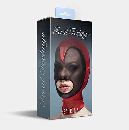 Маска серце сітка з відкритим ротом Feral Feelings - Hearts Mask Red/Black Sex Aura Київ