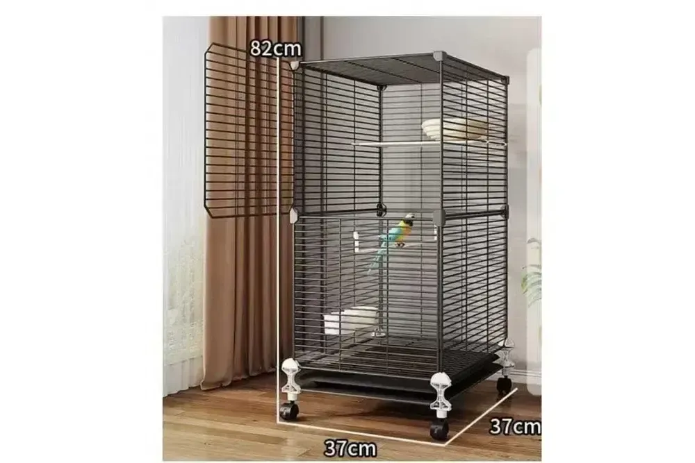 Металлическая клетка для птиц на колесах с аксессуарами 82х37х37см KP-82 Коломыя - изображение 6
