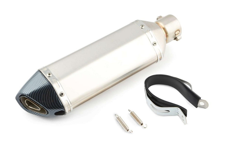 Глушник (тюнінг) 370*105mm (нержавіюча сталь, три-овал, срібло, прямоток, ) 118 Мукачево - фото 1