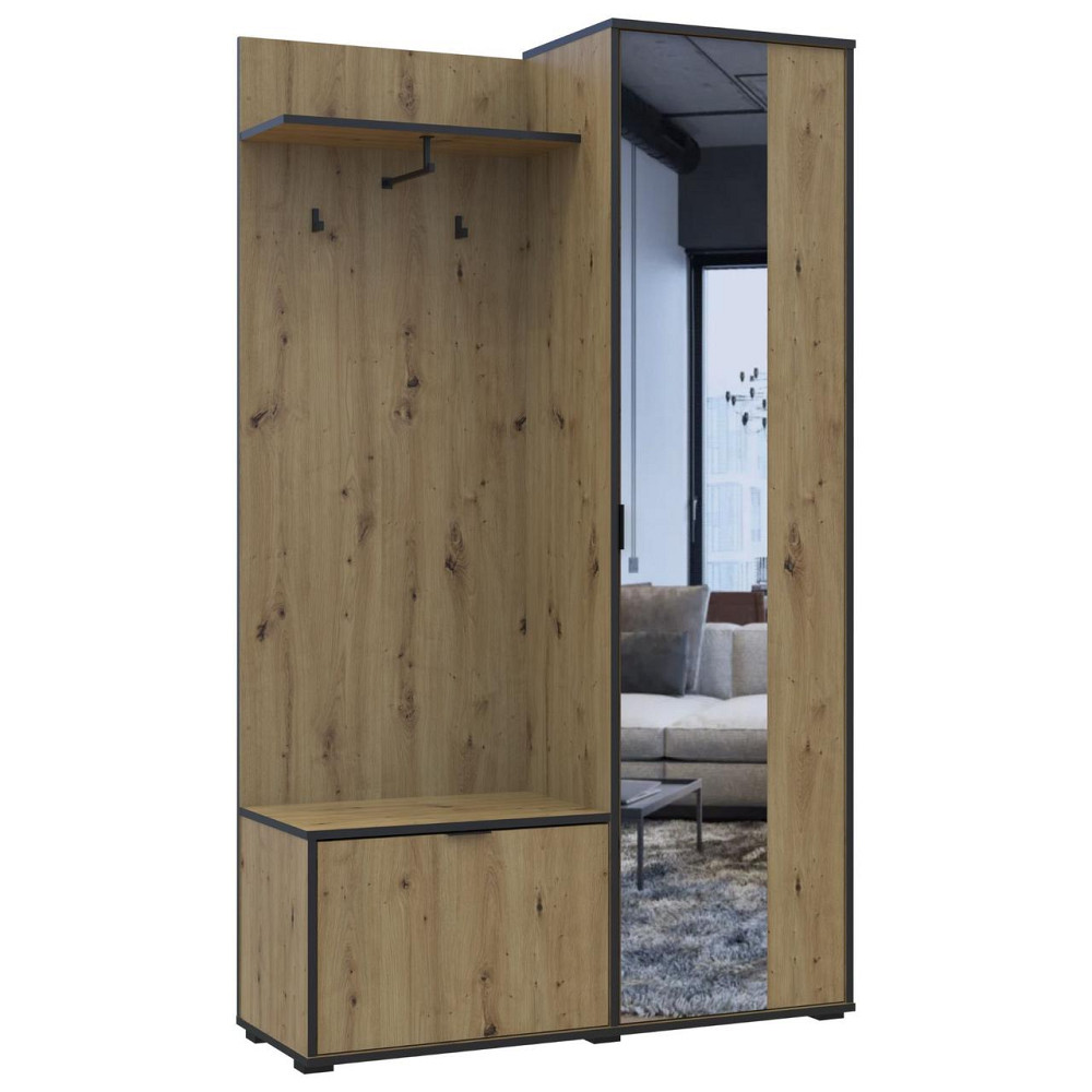 Прихожая с зеркалом Doros Дора 113,5х40х192 см Дуб артизан (DRS-011340) Днепр - изображение 7