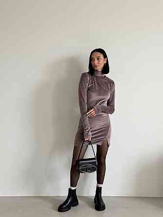 Женское праздничное элегантное велюровое мини-платье Мокко, 42/44 Одесса