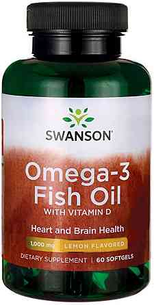 Омега-3 з вітаміном Д Swanson Omega-3 Fish Oil with Vitamin D 1000 mg 60 Softgels (Lemon) Луцьк