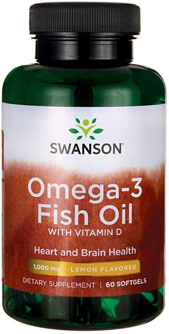 Омега-3 с витамином Д Swanson Omega-3 Fish Oil with Vitamin D 1000 mg 60 Softgels (Lemon) Луцк - изображение 1