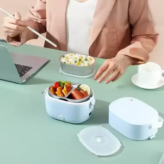 Ланч-бокс с подогревом объемом 1 л на два контейнера с крышками LY-800 Коломия