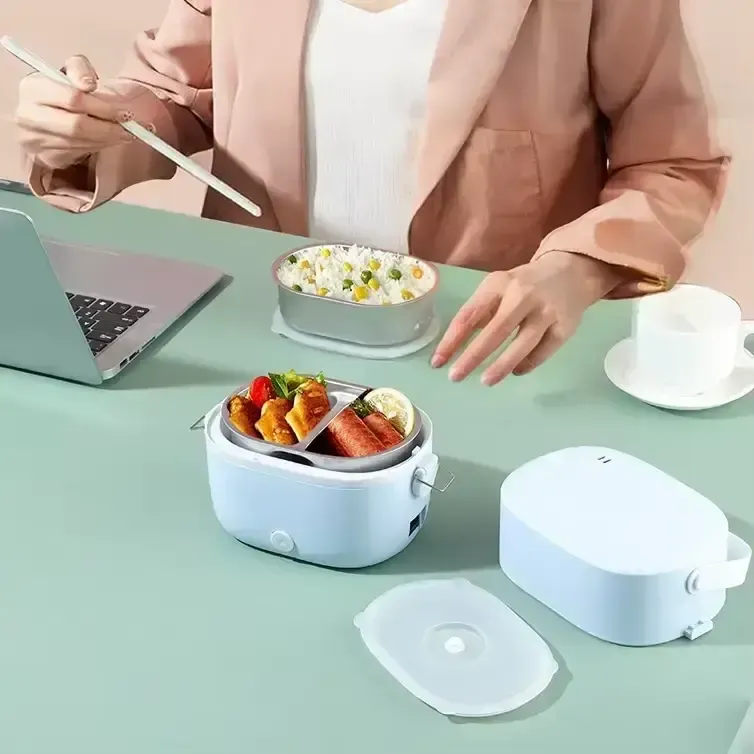 Ланч-бокс с подогревом объемом 1 л на два контейнера с крышками LY-800 Коломия - фото 2