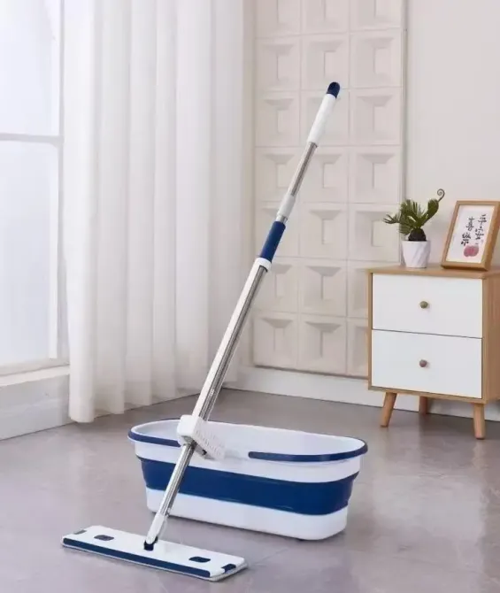 Швабра с отжимом и складным ведром для уборки,Набор для уборки со шваброй-отжимом и складным ведром Коломия - фото 1