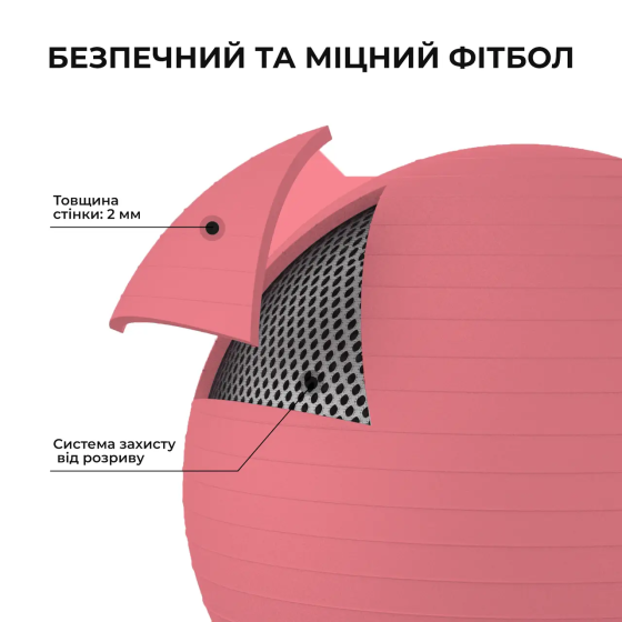 Фітбол (м'яч для фітнесу) 65 см WCG Anti-Burst навантаження 250 кг персик + насос Фітболи Київ