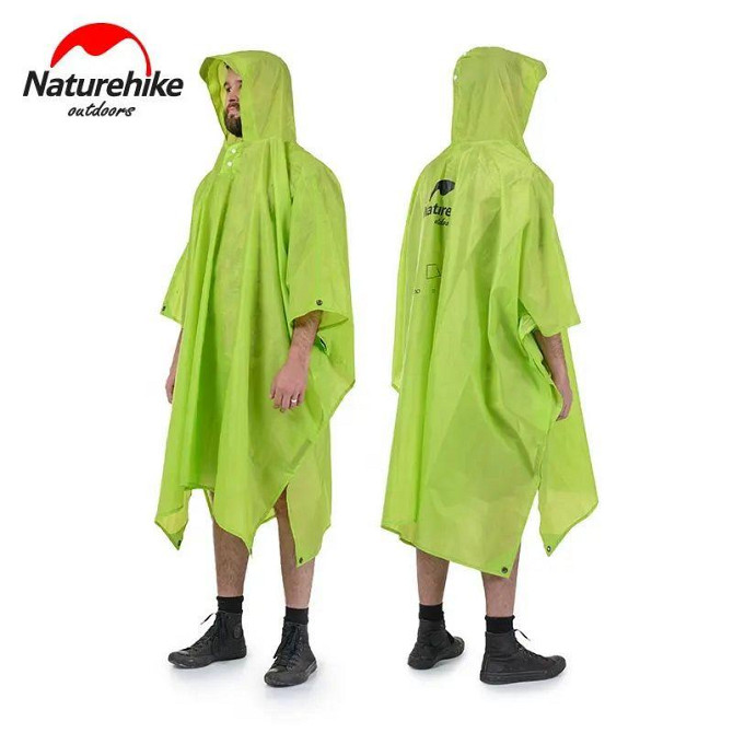 Пончо-дощовик 3 в 1 Naturehike NH17D003-M, 20D, помаранчевий Киев - изображение 4