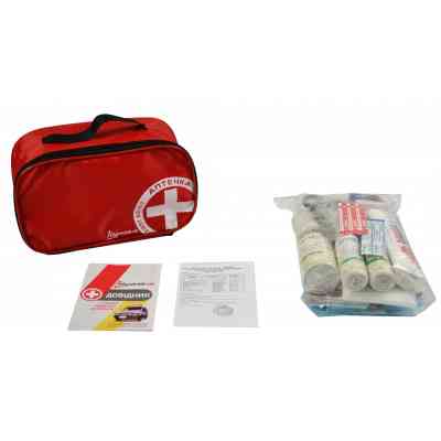 Автомобильная аптечка Poputchik "Евростандарт" футляр мягкий красный (02-035-М) Винница