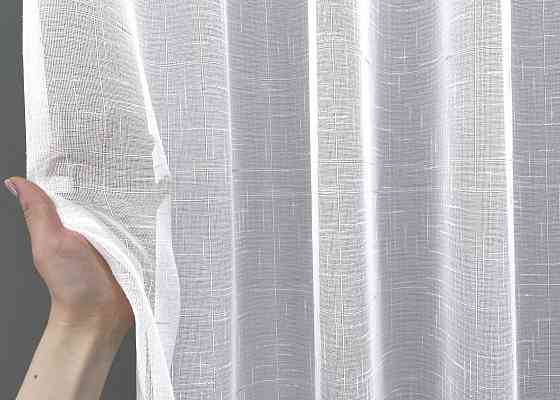 Тюль VR-Textil 1208т Івонна Льон Білий з срібним вкрапленням 400х270 см (43-048) Київ