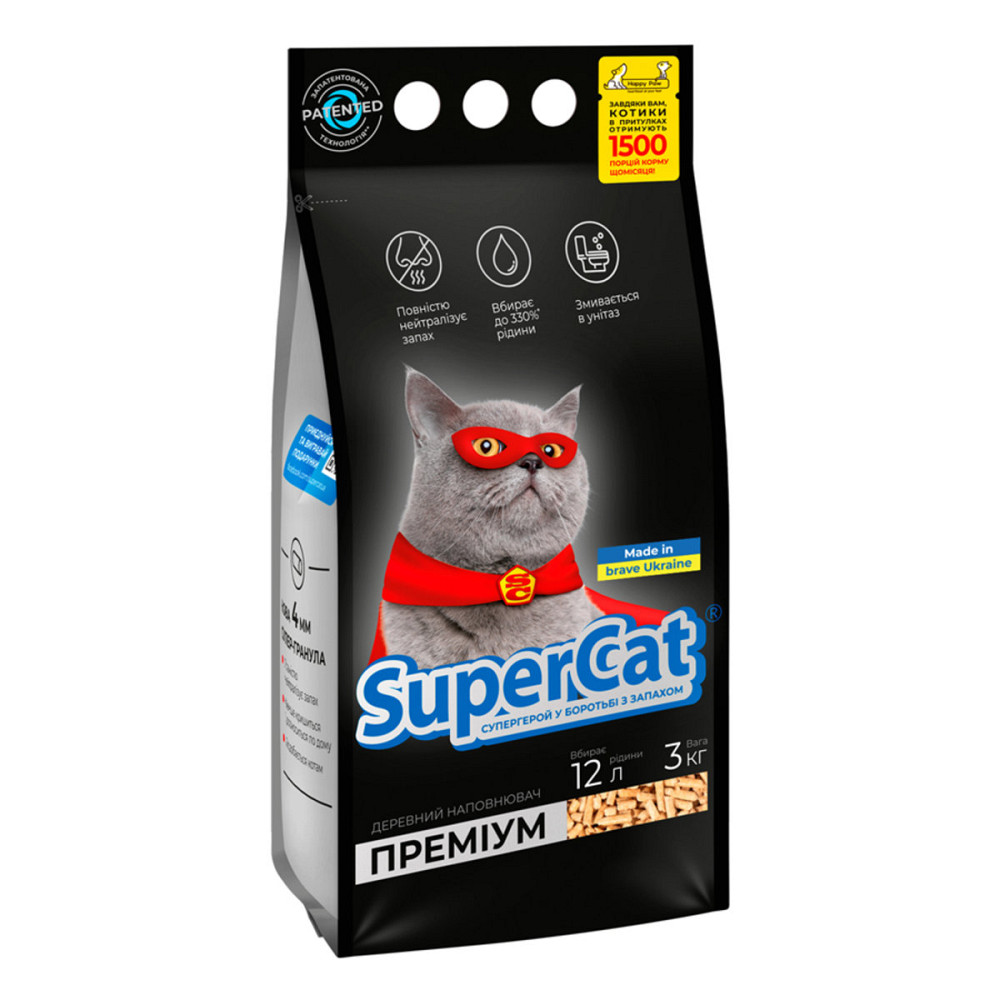 Наповнювач SuperCat Преміум, гранули 4 мм, 3кг Київ - фото 1