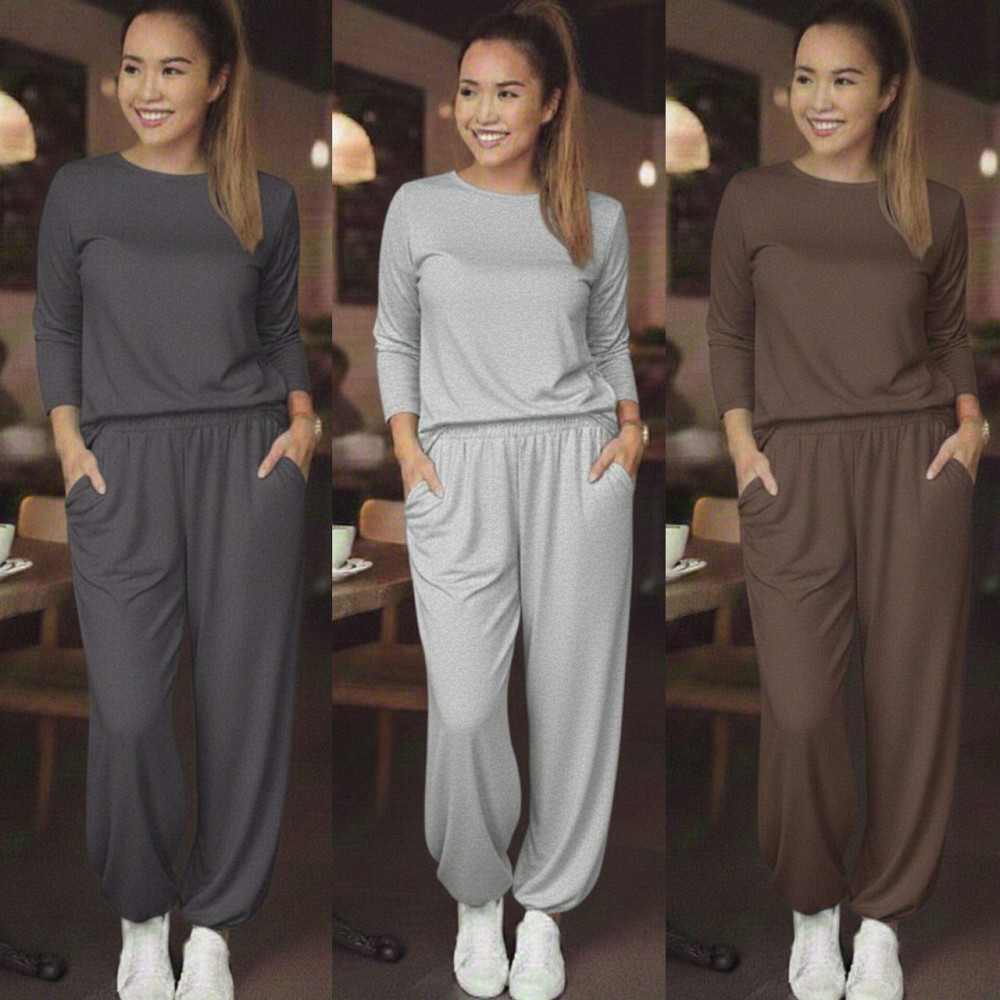 Жіночий повсякденний прогулянковий костюм-двійка: кофта та штани турецька двонитка Графіт, 46/48 Одеса - фото 1