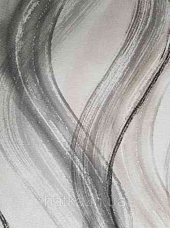 Шпалери вінілові на флізелін Marburg Shades чорні сірі смуги хвилі на світлому фоні Київ