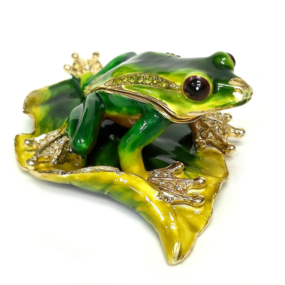 Скринька декоративна зі стразами Жаба на листі Київ - фото 1