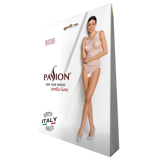 Бодістокінг з доступом Passion BS086 black, вертикальна сітка, виріз на спинці Львів